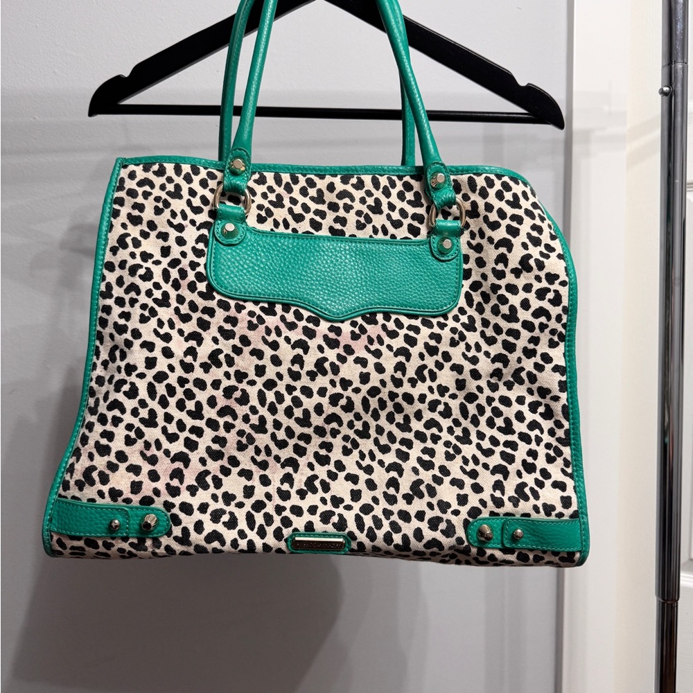 Rebecca Minkoff Green and Black Tote Bag with Bold Design